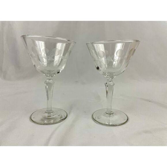 VTG Set of 2 Clear Carlton Champagne Glasses Martini Stem Libbey Glass Etched - Picture 12 of 16